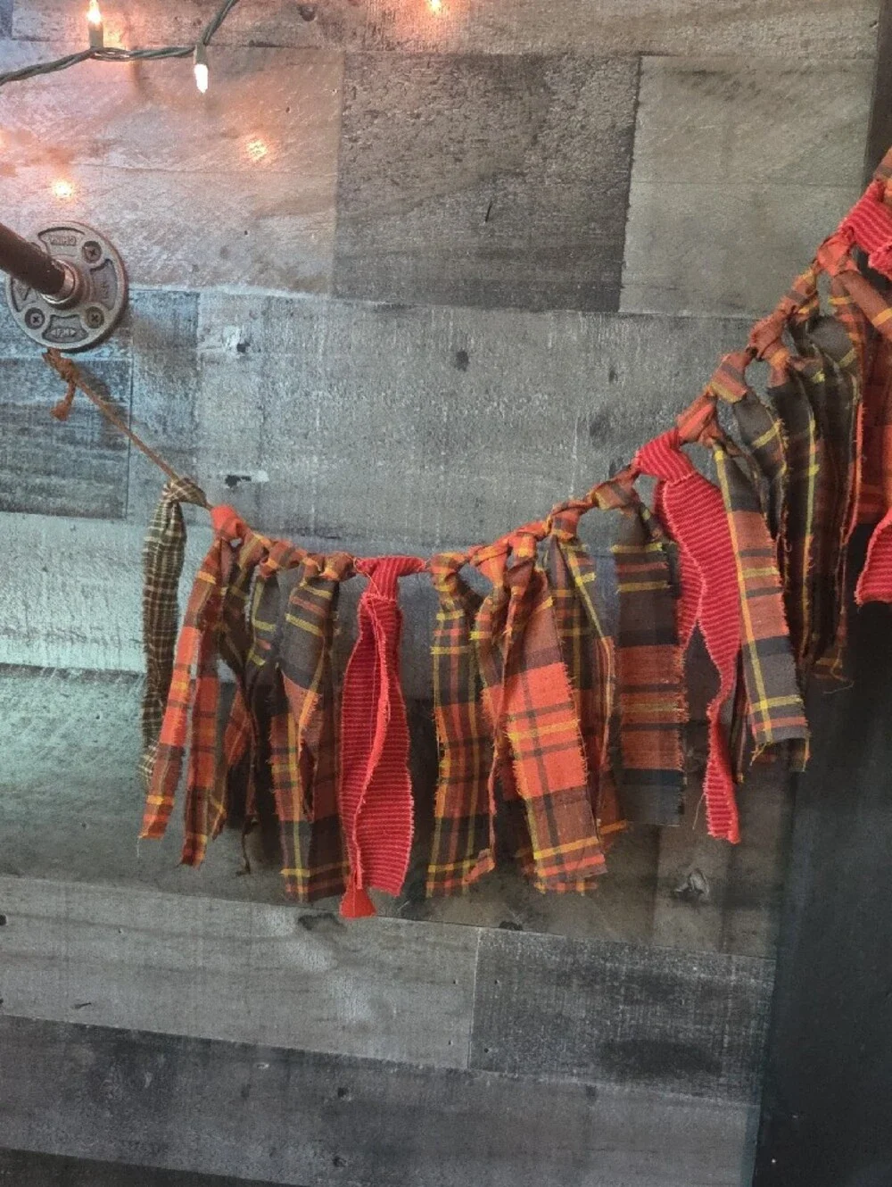 Rust Plaid & Orange Fall  Boho Chic Garland Home Holiday Decor Appox 57